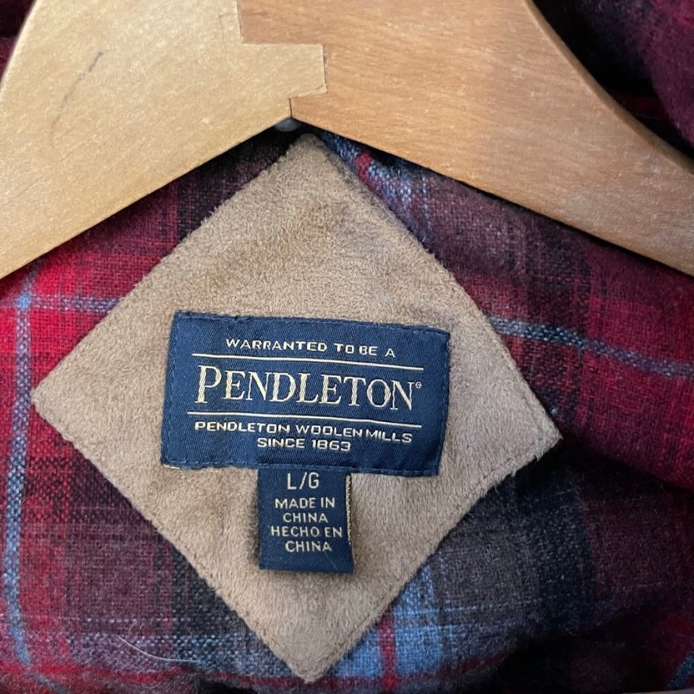 Pendleton Fuzzy Full Zip Jacket Size Large Maroon - image 4